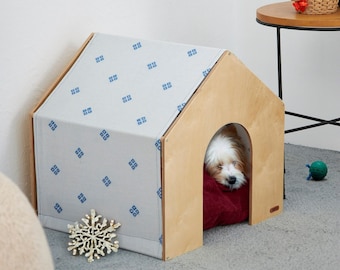 Demountable Wooden Breathable Cat and Dog House in Blue