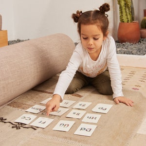 Alfabet leerkaarten, Montessori voorschoolse educatieve kaarten (Turks en Engels)