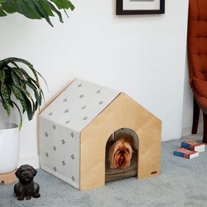 Demountable Wooden Breathable Cat and Dog House in Grey