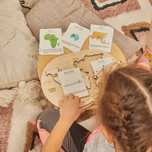 Tarjetas de aprendizaje de los continentes del mundo, tarjetas educativas preescolares Montessori (turco e inglés)