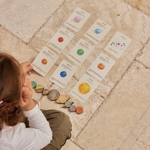 Tarjetas de aprendizaje del sistema solar, tarjetas educativas preescolares Montessori (turco e inglés)