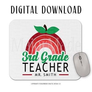 3rd Grade Teacher | Mousepad Design | PNG | Sublimation Design | Digital Download | Teacher Clipart
