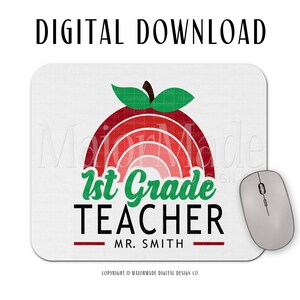 1st Grade Teacher | Mousepad Design | PNG | Sublimation Design | Digital Download | Teacher Clipart