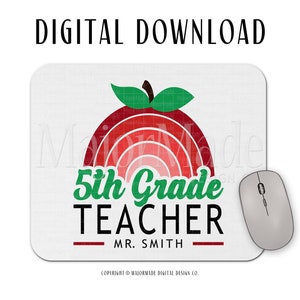 5th Grade Teacher | Mousepad Design | PNG | Sublimation Design | Digital Download | Teacher Clipart