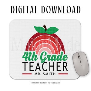 4th Grade Teacher | Mousepad Design | PNG | Sublimation Design | Digital Download | Teacher Clipart
