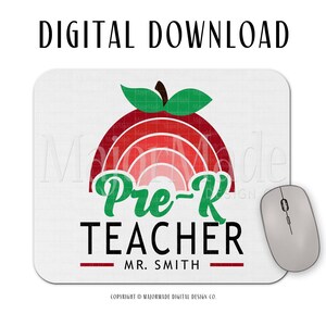 Insegnante pre-scolastico / Design del tappetino per mouse / PNG / Design della sublimazione / Download digitale / Clipart dell&#39;insegnante