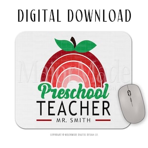 Preschool Teacher | Mousepad Design | PNG | Sublimation Design | Digital Download | Teacher Clipart