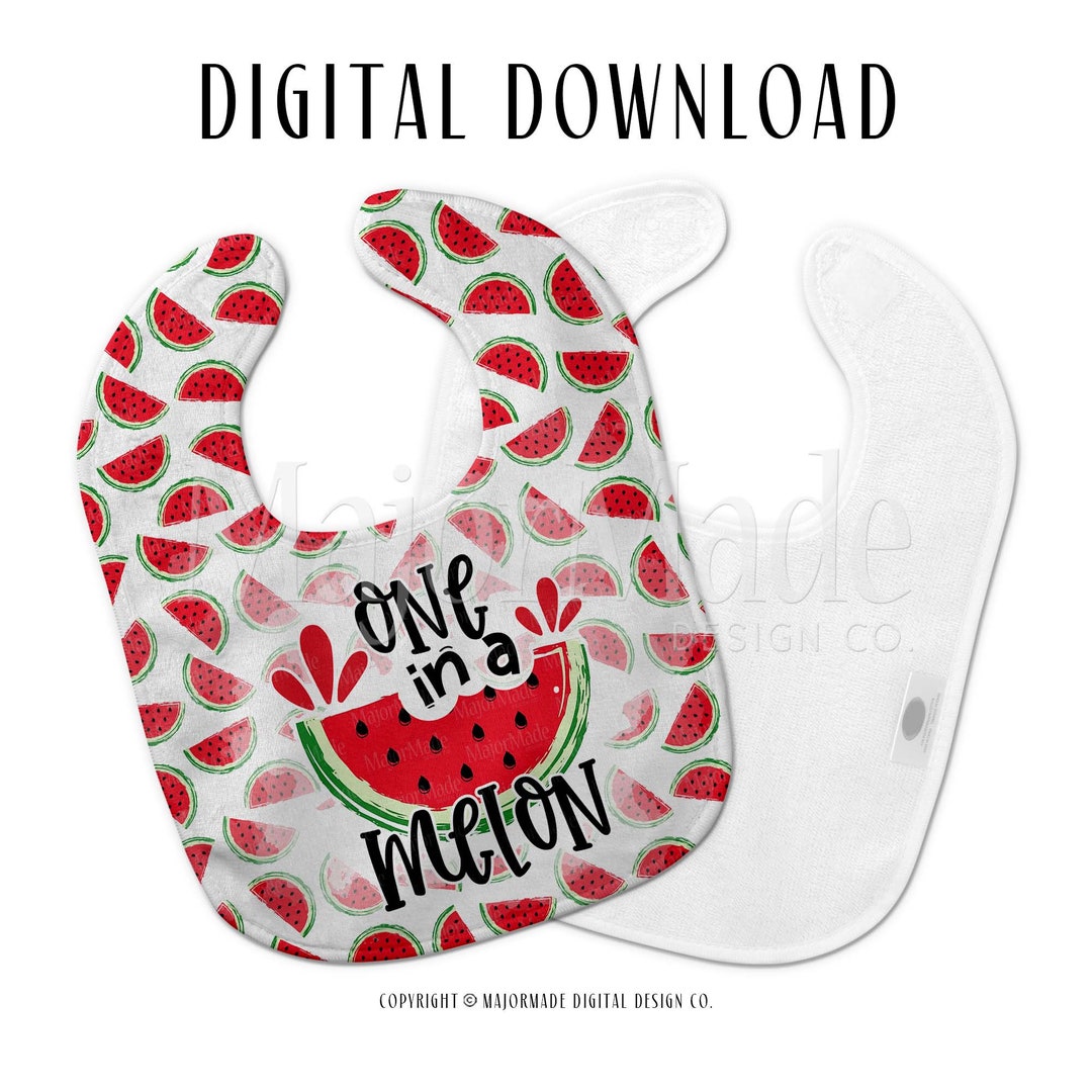 One in A Melon Baby Bib Design PNG Sublimation Design Digital Download