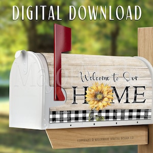Welcome To Our Home Sunflower | Mailbox Cover Design | PNG | Sublimation Design | Digital Download