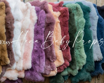 Free Shipping BUNDLE Natural Dyed Fur, Newborn rabbit fur, Newborn Fur, Newborn Photo Props, Fur Blanket, Photography Props, Posing