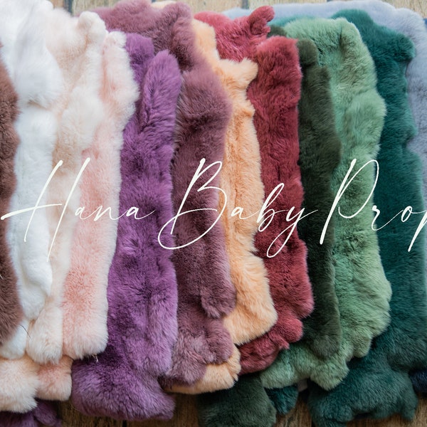 Free Shipping BUNDLE Natural Dyed Fur, Newborn rabbit fur, Newborn Fur, Newborn Photo Props, Fur Blanket, Photography Props, Posing