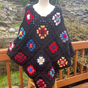 Granny square poncho
