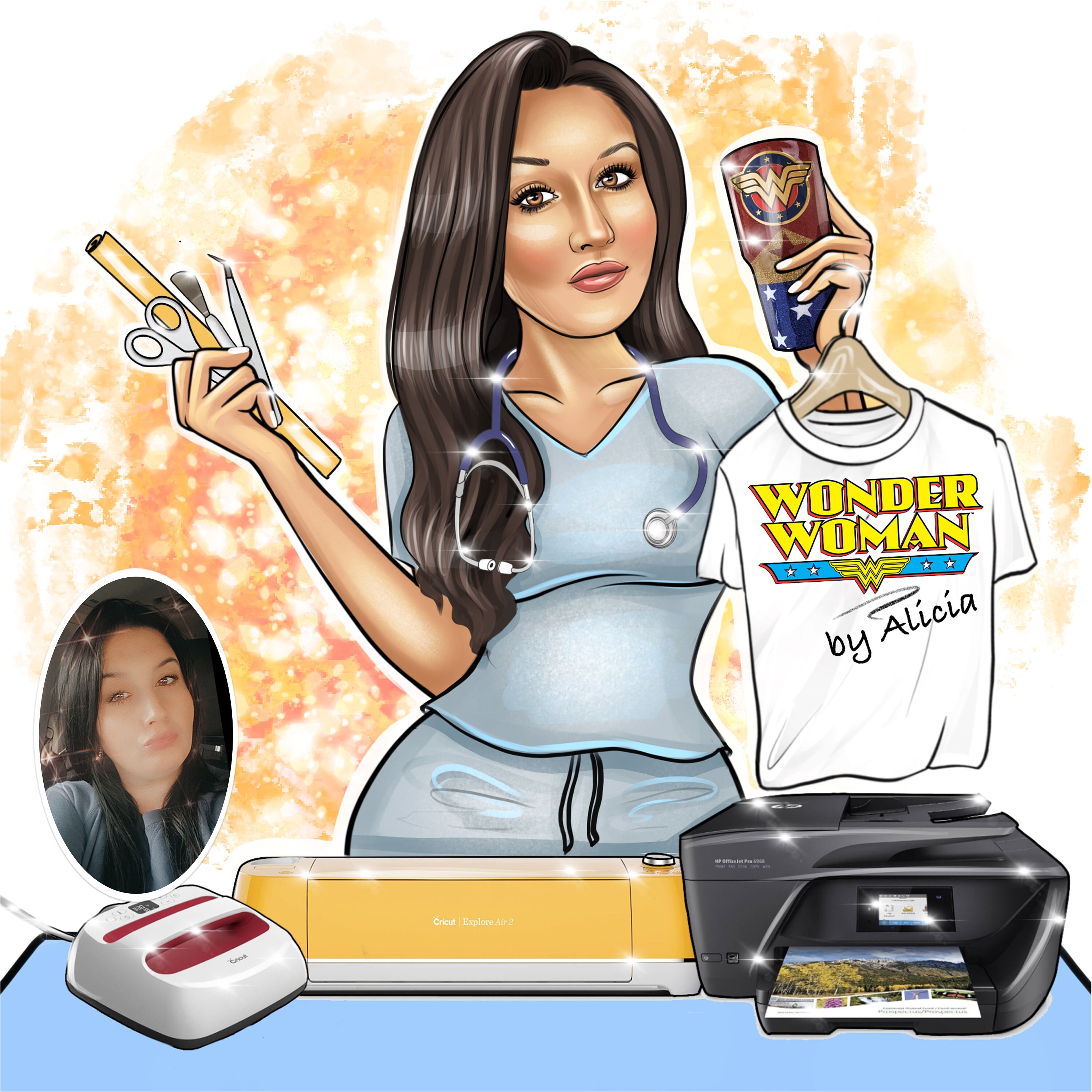 Tumbler Designer Portrait Logo / Vinyl Print Cricut Cartoon | Etsy