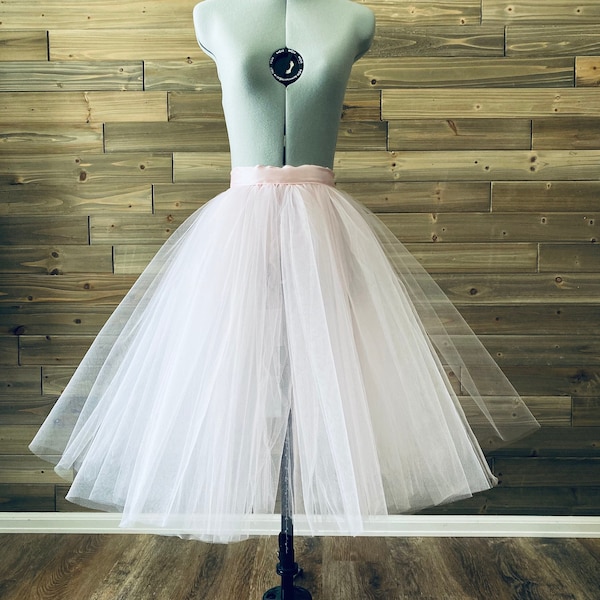 Romantic Ballet Tutu Practice Tutu Double Layer Tulle  in Light Pink or Custom Color