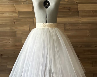 Tutú de tul color marfil para práctica de ballet: Falda romántica de doble capa