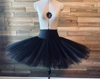 Tutú de práctica de ballet clásico profesional: Tutú de ensayo elástico y ajustado, negro o blanco