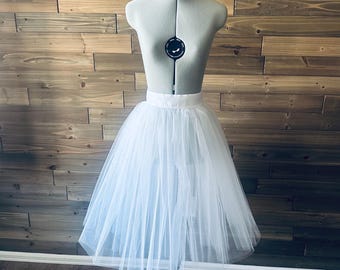 Tutú de ballet de tul romántico blanco: falda de baile profesional, color personalizado