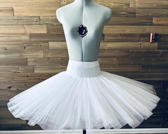 Tutú de práctica de ballet clásico profesional: Tutú de ensayo elástico y sin cordones, blanco o color personalizado