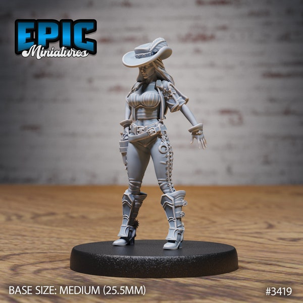 Lady Gunslinger Miner and Saloon Dancer Epic Miniatures 3d Printed Character