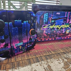 Skin Vinyl "Night City 2077" For Nintendo Switch 1 Switch 2 Gamer Console Cyberpunk
