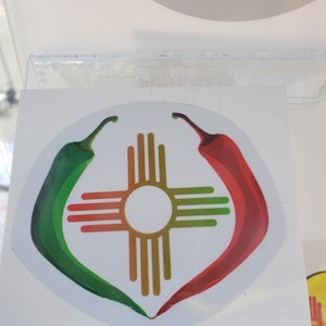 New Mexico Chile Zia Design Sticker Decal - White