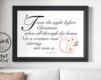 Twas The Night Before Christmas, Christmas Holiday, Literature Quote, Printable Art, Home Decor, Poster, Digital Download