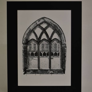 Durham Cathedral Cloisters, hand drawn print, pen and ink art image 2