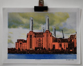 Battersea Power Station, London - Risograph