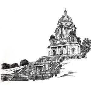 Lancaster Ashton Memorial, Hand drawn image, pen and ink, drawing image 1