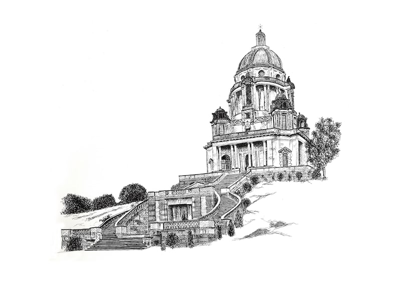 Lancaster Ashton Memorial, Hand drawn image, pen and ink, drawing image 1