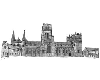 Durham Cathedral - Hand Drawn Print ink art