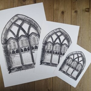 Durham Cathedral Cloisters, hand drawn print, pen and ink art image 4