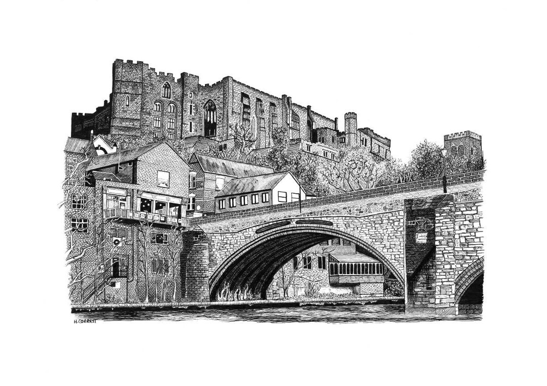 Durham City Print Durham Castle and Framwellgate Bridge Etsy UK