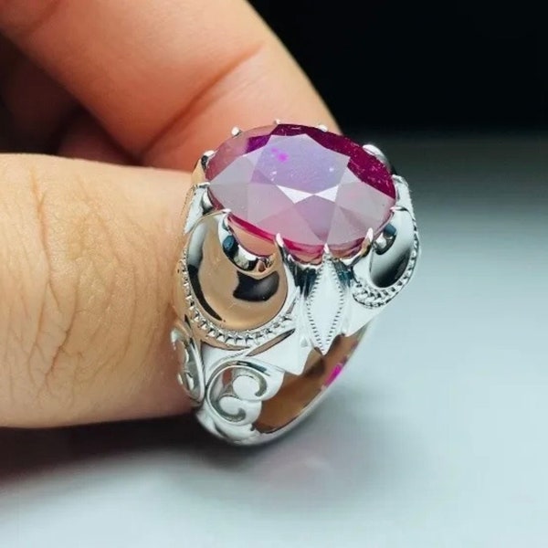 10 Carats Natural Ruby Ring Sterling Silver 925 Ring Yaqoot Ring Handmade Ruby Ring Genuine Ruby, Yakoot Ring