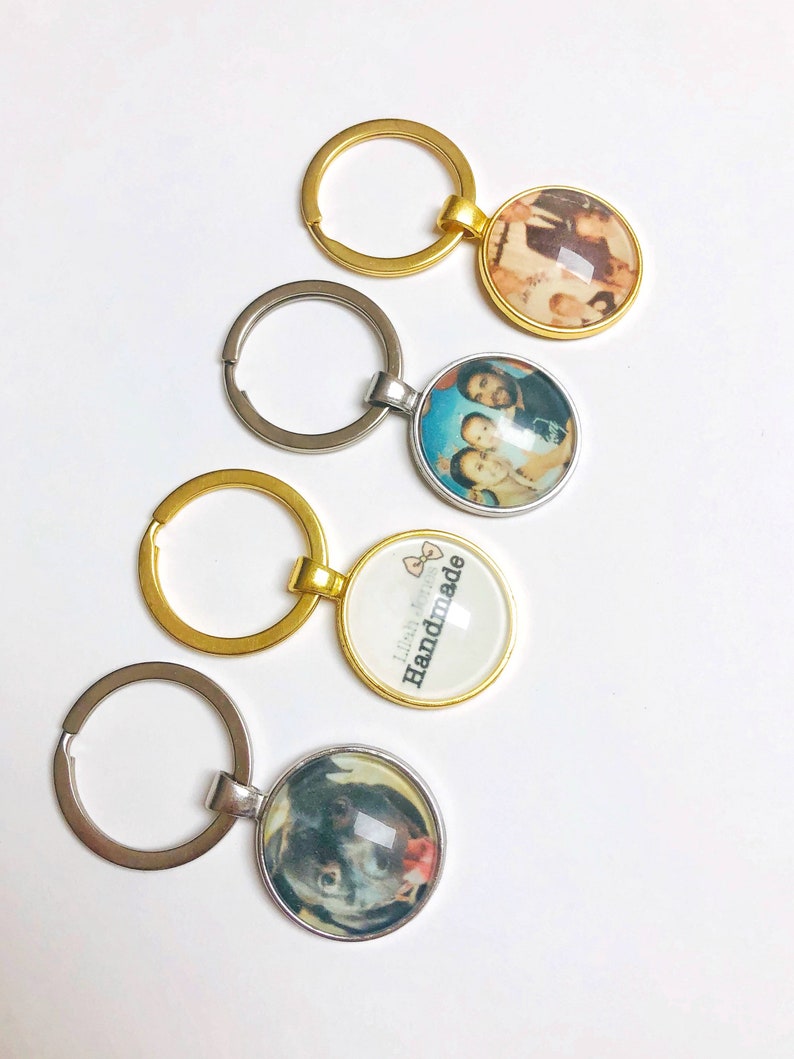 Custom Photo Keychain Gift Keepsake His and Hers Own Design Keyring