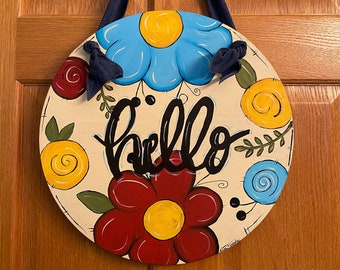 Floral Hand Painted Door Hanger