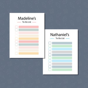 To Do List, Responsibility Chart, Kids Checklist, 3 Color Options, Editable Printable PDF, Long Names Fit