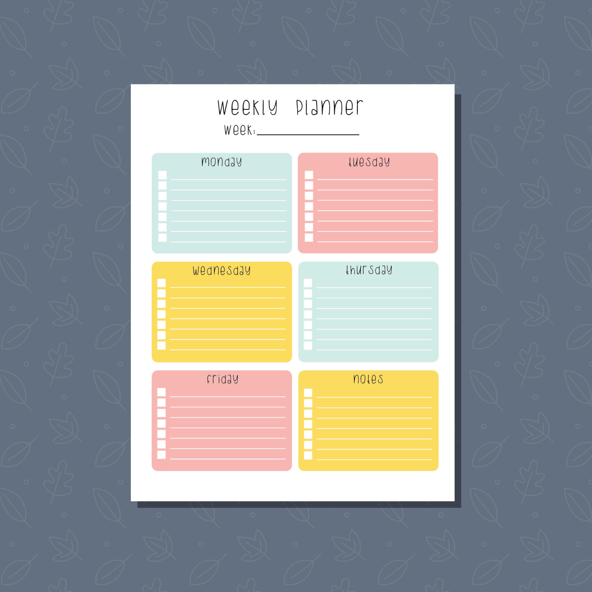 Weekly Planner, Monday Through Friday, Editable Printable PDF, Great ...