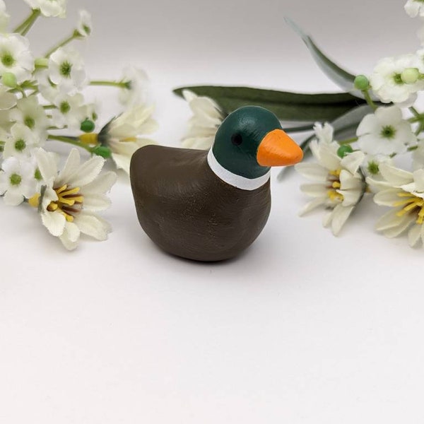 Small Mallard Duck Friend / Tiny Duck Sculpture / Cute duck Figure