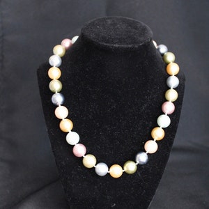 Kenneth Jay Lane Signed Pastel Faux Pearl Necklace & Matching Bracelet (Bracelet Needs to be Restrung)