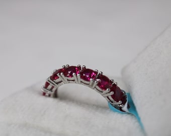 Sterling Silver (Tested) Lab created Ruby Red Eternity Ring New with Tag
