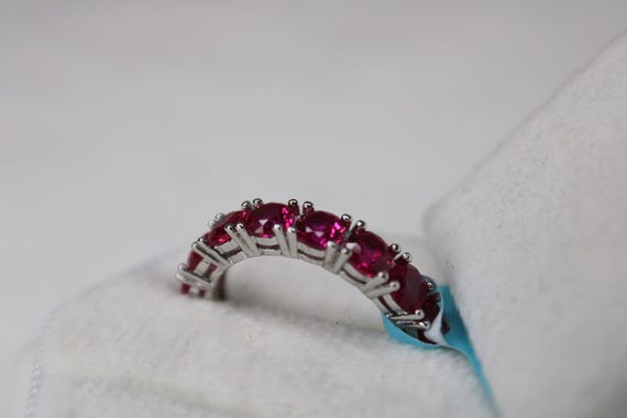 Sterling Silver Ruby Red Eternity Ring