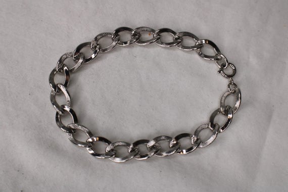 Curb Link Sterling Silver Bracelet, Men's Bracelet, Sterling Silver Cut Bracelet