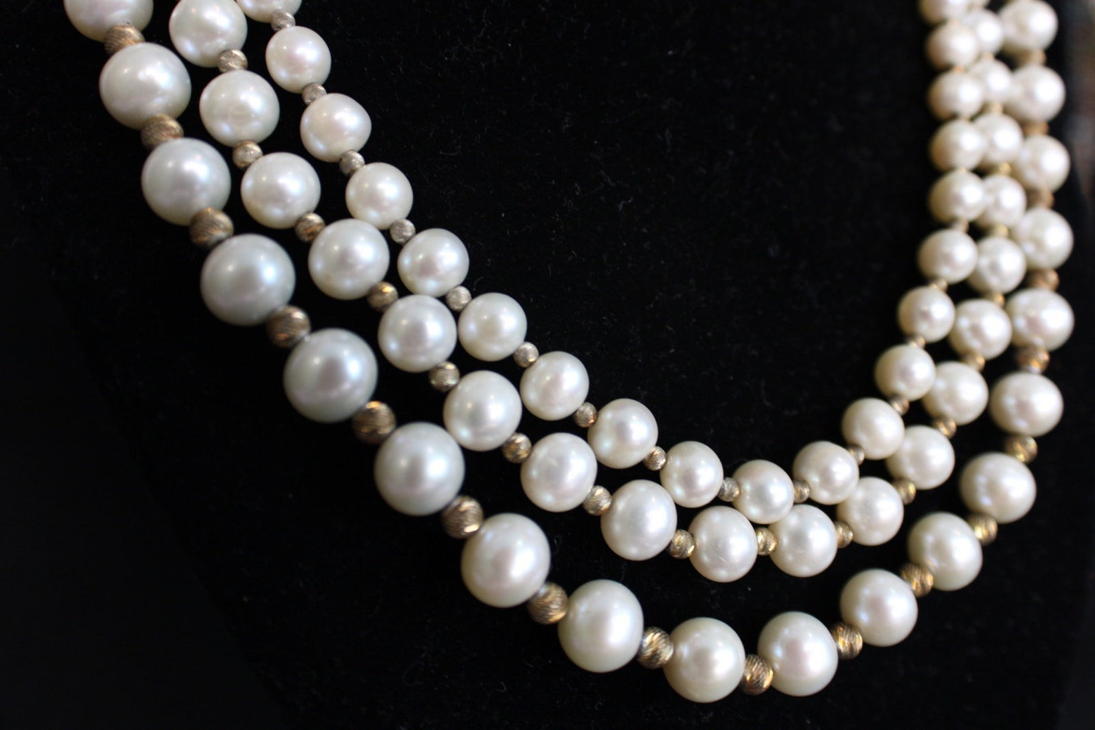 Shell Pearl 3 Strand Freshwater Pearl 3 Strand Necklace Marked ISP - Etsy