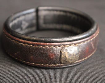 Silpada Leather And Burnished Silver Button Bracelet