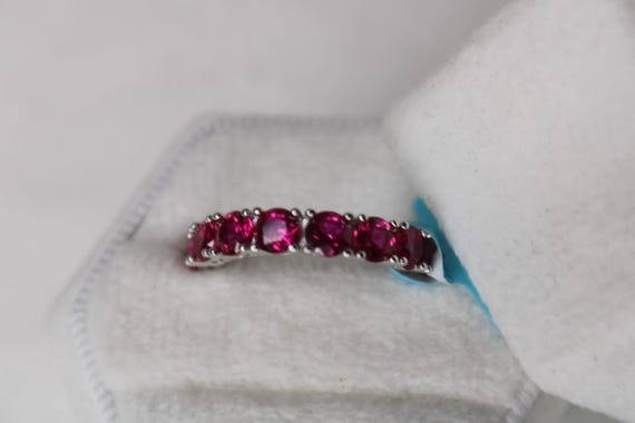Sterling Silver (Tested) Lab created Ruby Red Ete… - image 3