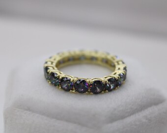 Mystic Topaz Sterling Silver Eternity Ring - Gold Plated