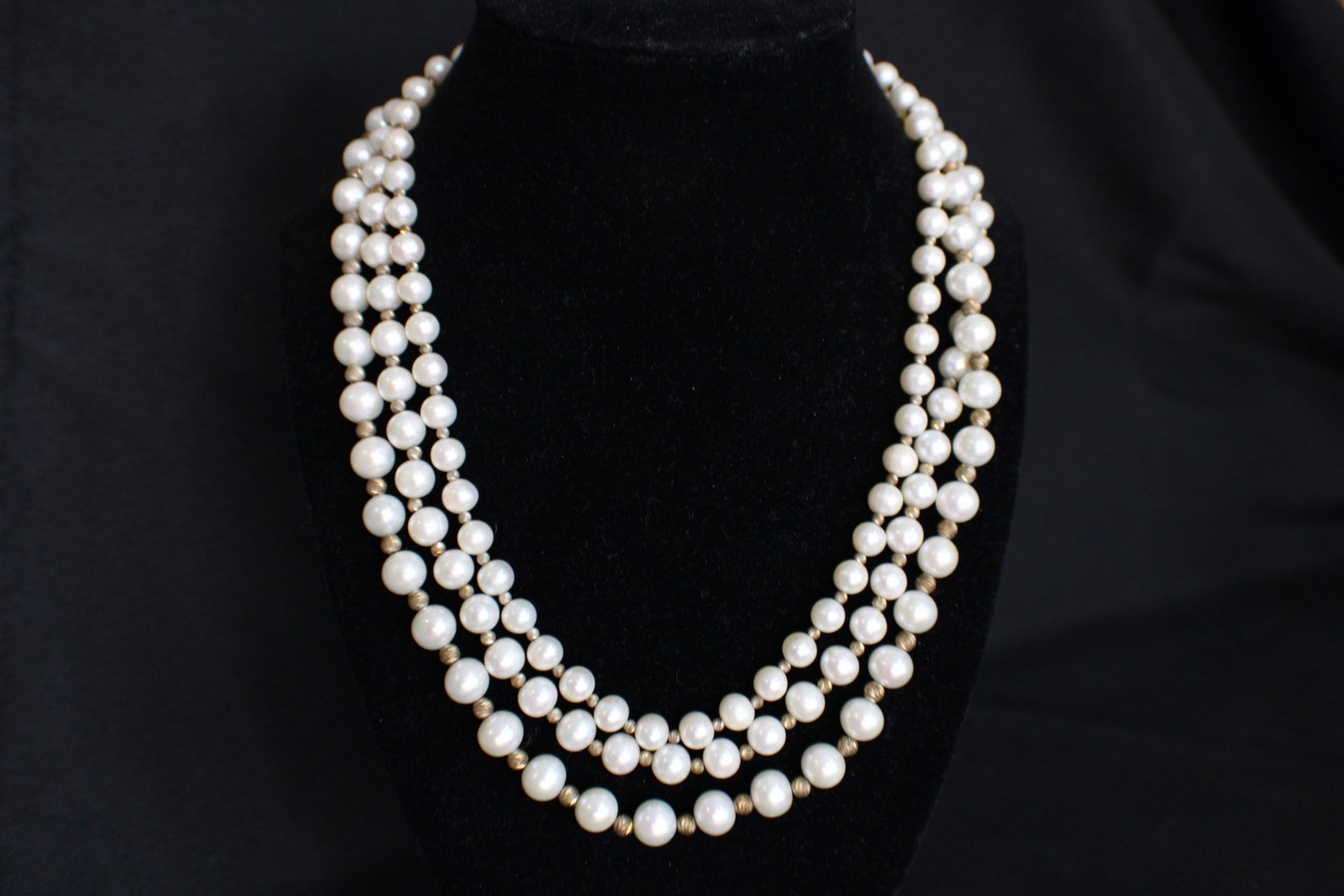 Shell Pearl 3 Strand Freshwater Pearl 3 Strand Necklace Marked ISP - Etsy