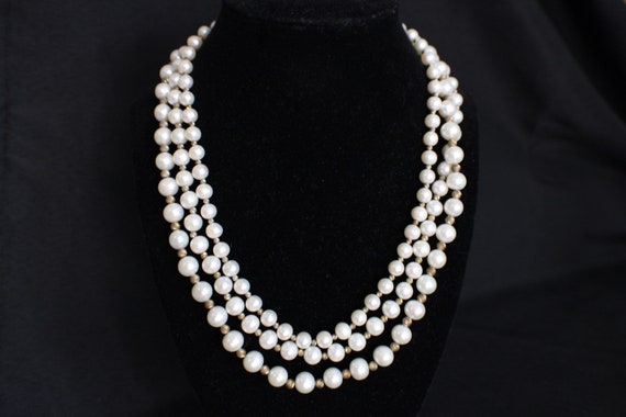 Freshwater Pearl 3 Strand Necklace Marked ISP