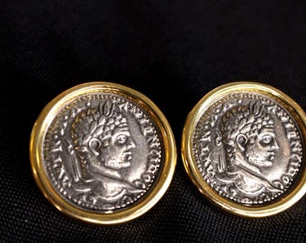 Carolee Roman Coin Post Back Earrings Mixed Metal Faux Coin